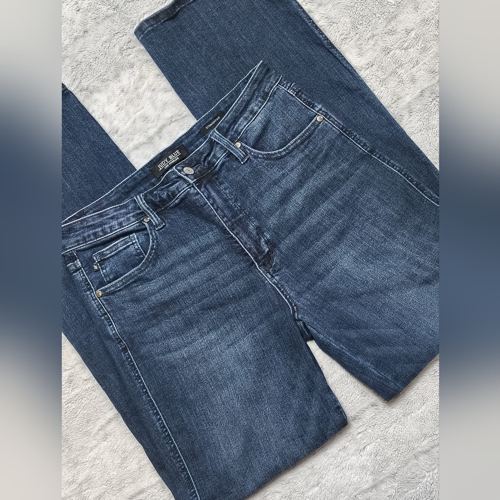 Judy Blue Mid Rise Tummy Control Straight Jeans Women's 15/32 Classic Effortless - Picture 7 of 13